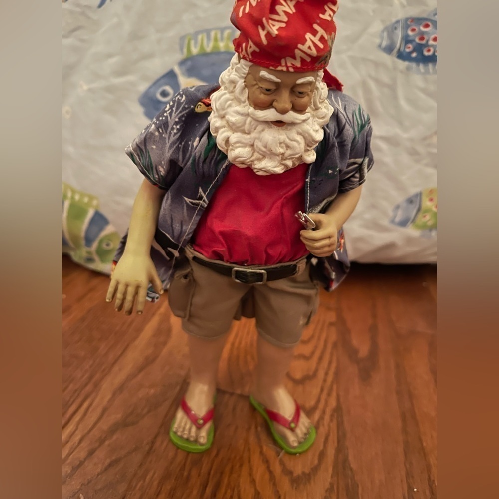 Vintage Possible Dreams Hawaii Beach Santa Figure With A Wrench  2002 Dept 56
